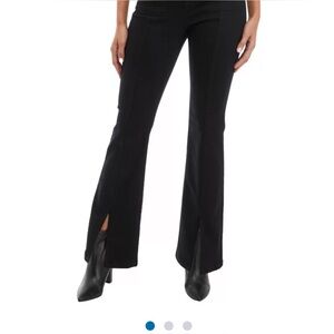Anne Klein Black High Rise Flare Front Seam Jeans With Front Slit Hem
